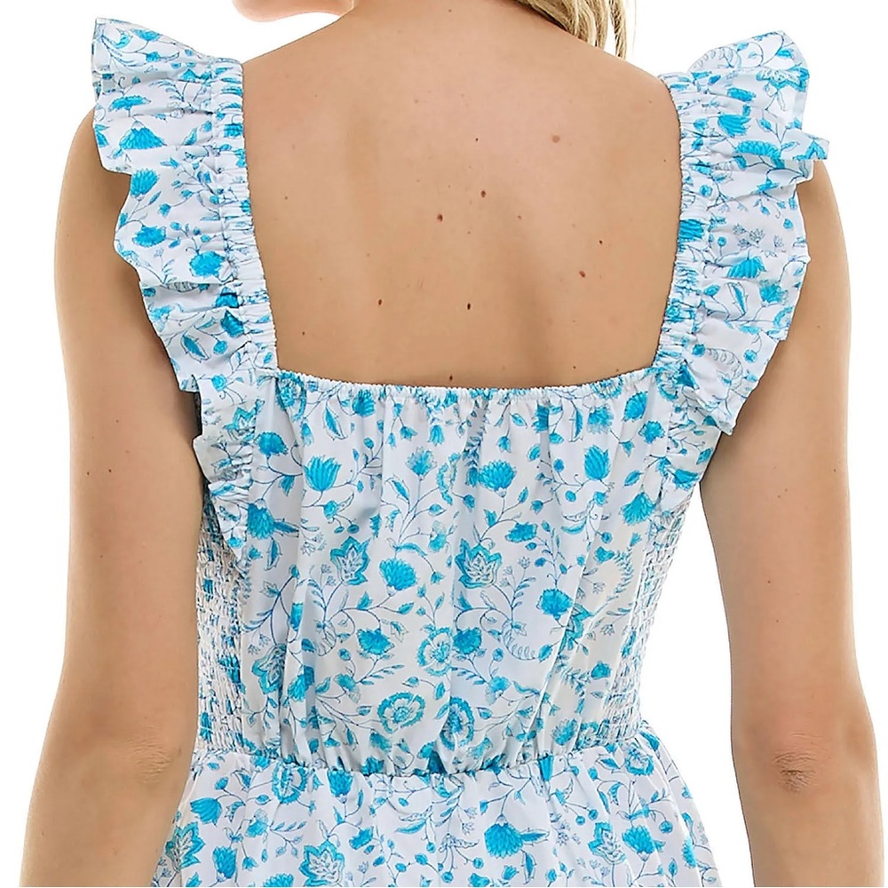 Draper James EUC Women's Flutter Strap Smocked Midi Dress in Blue Paisley XL - Picture 2 of 12